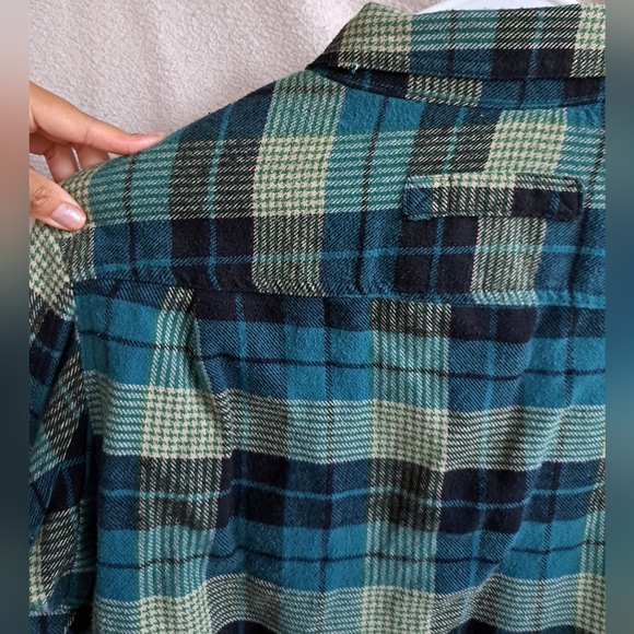 Men's Old Mill Thick Button Up Green and Blue Plaid Jacket - Picture 12 of 13